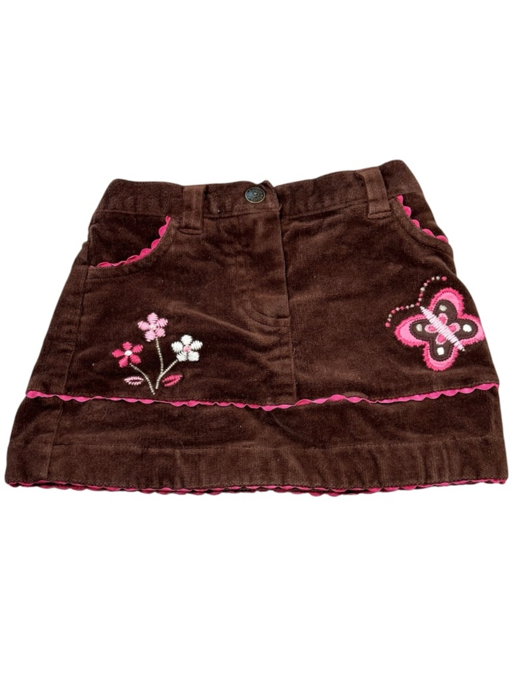Vintage y2k velour embroidered butterfly brown skirt girls toddler 18m